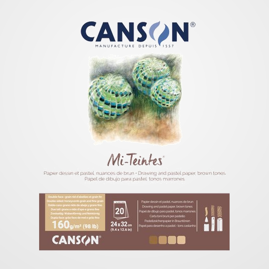 BLOC DE DIBUJO CANSON MI-TEINTES ENCOLADO TONOS  MARRONES 240x320 mm 160g 20h