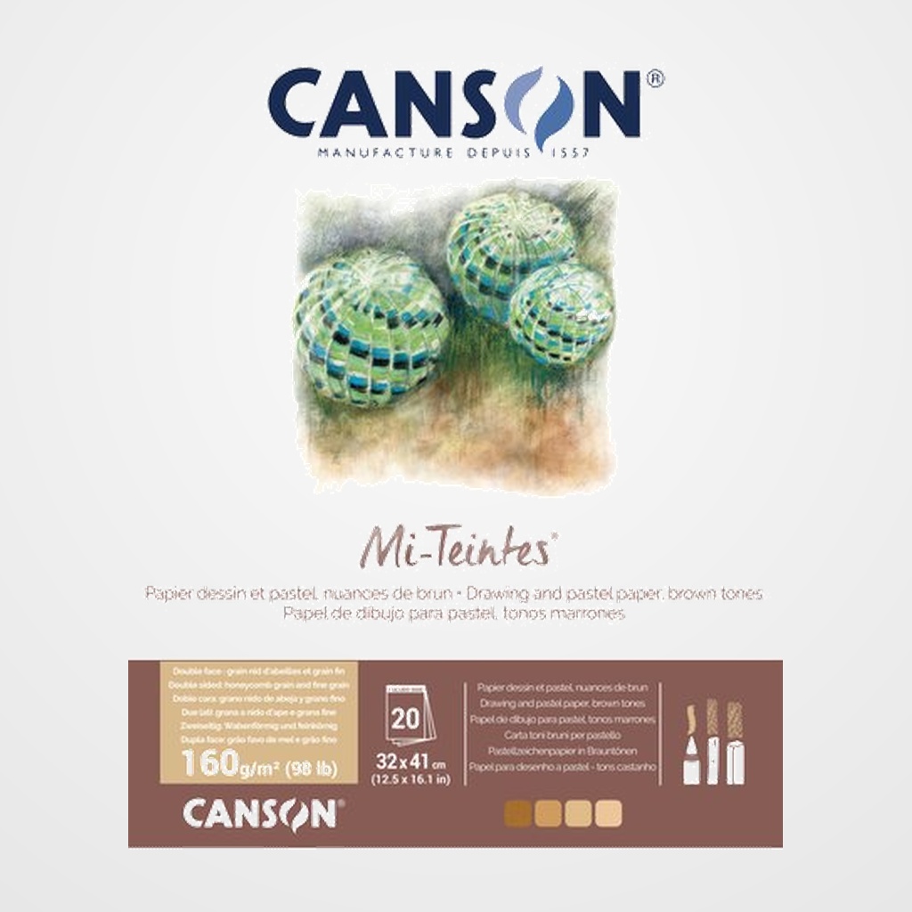 BLOC DE DIBUJO CANSON MI-TEINTES ENCOLADO TONOS  MARRONES 320x410 mm 160g 20h