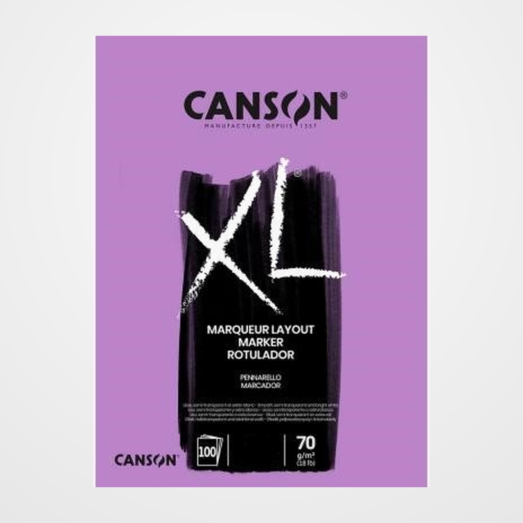 BLOC DE DIBUJO CANSON XL MARKER ENCOLADO EXTRA LISO A3 70g 100h