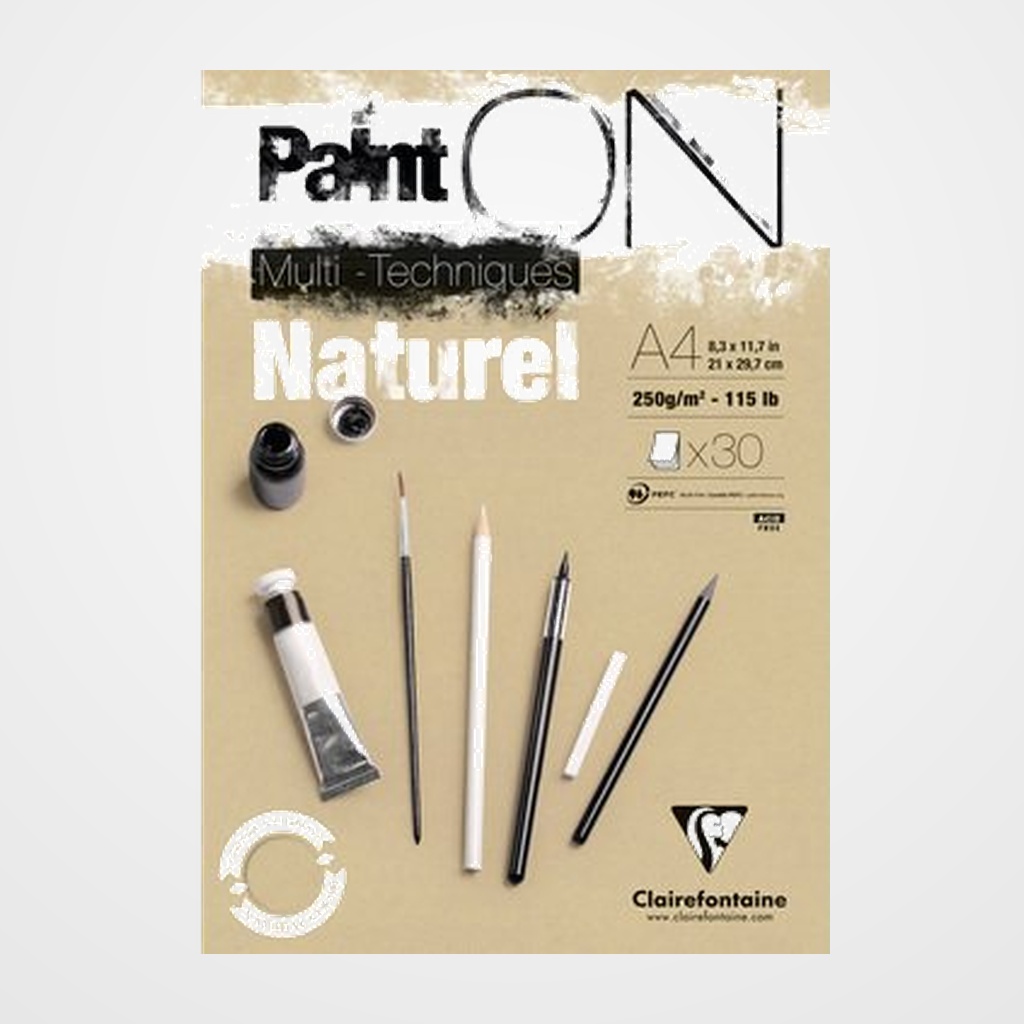 BLOC DE DIBUJO CLAIREFONTAINE PAINT ON MULTITECNICAS ENCOLADO NATURAL A4 250g 30h