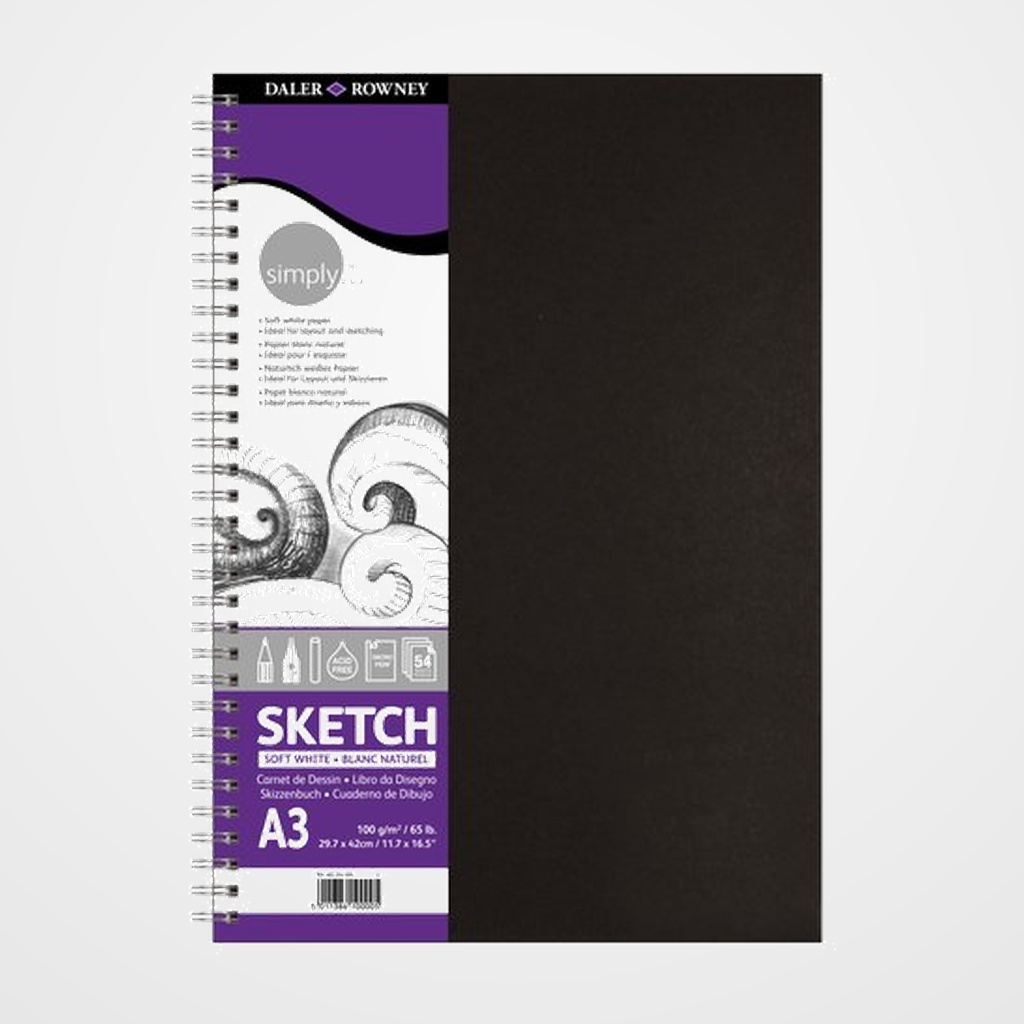BLOC DE DIBUJO DALER ROWNEY CON ESPIRAL LISO A3 100g 54h