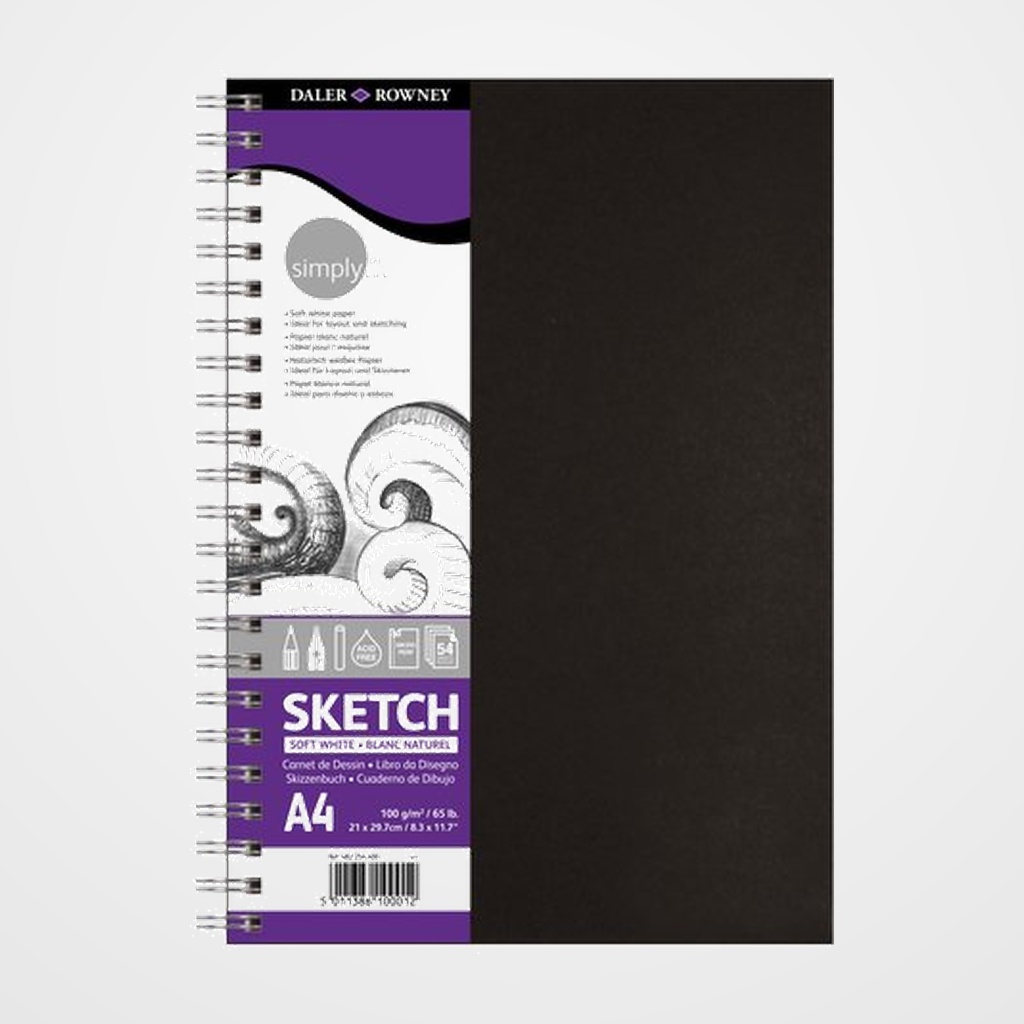 BLOC DE DIBUJO DALER ROWNEY CON ESPIRAL LISO A4 100g 54h
