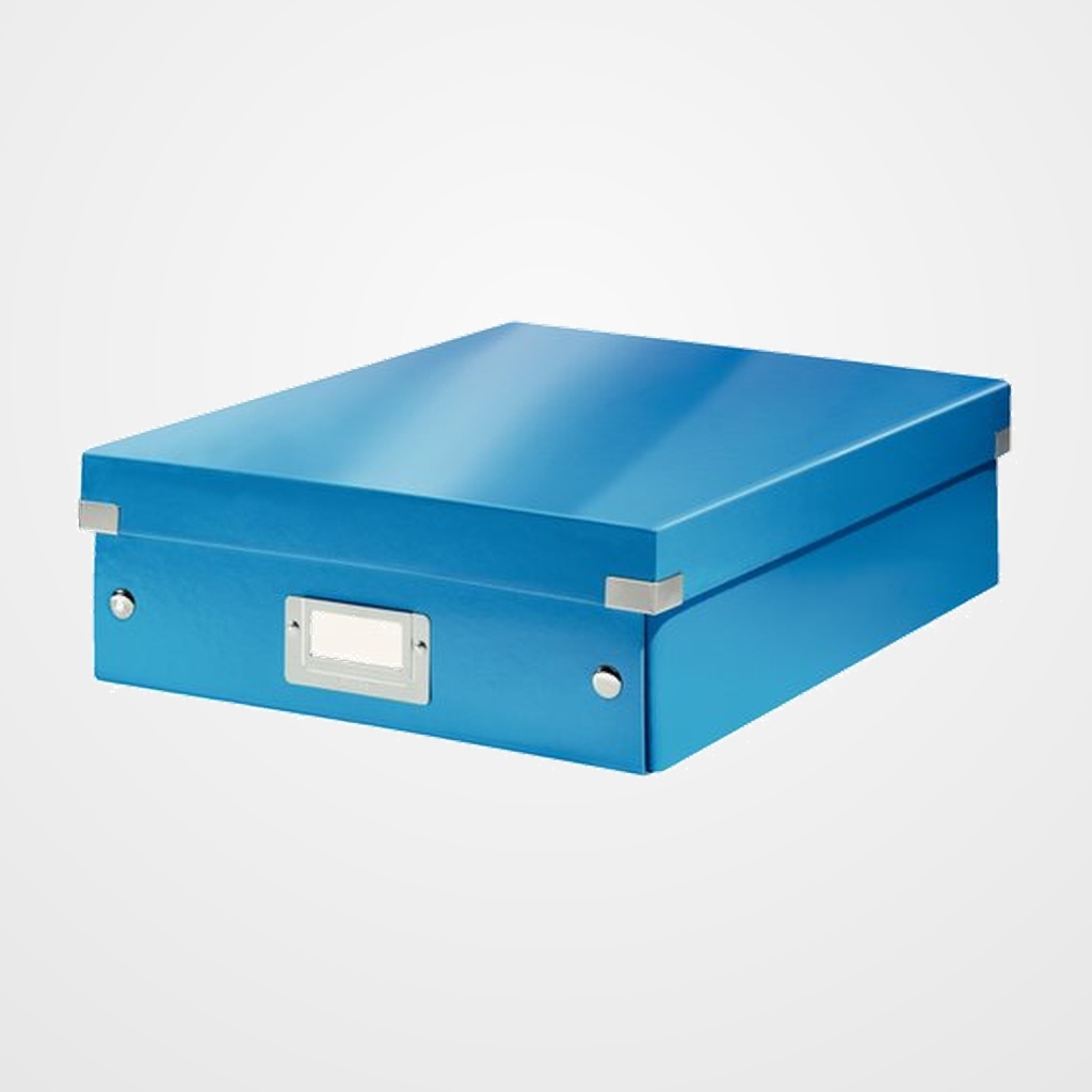 CAJA PARA ALMACENAMIENTO LEITZ CLICK&STORE ORGANIZADORA 85% CARTON RECICLADO MEDIANA 280x100x370 mm AZUL