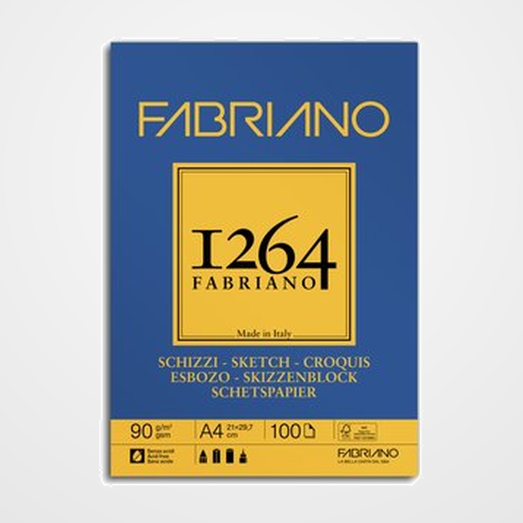 BLOC DE DIBUJO FABRIANO 1264 ESBOZO ENCOLADO GRANO NATURAL A4 90g 100h