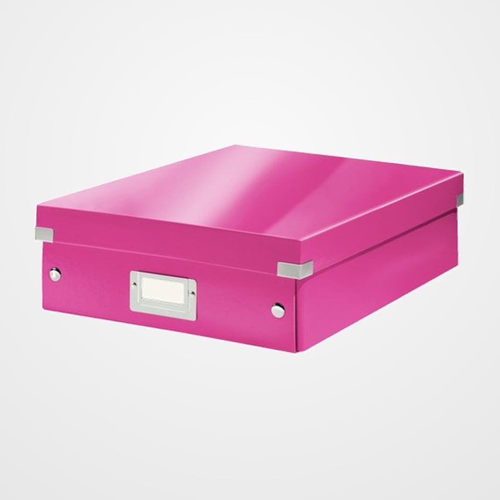 CAJA PARA ALMACENAMIENTO LEITZ CLICK&STORE ORGANIZADORA 85% CARTON RECICLADO MEDIANA 280x100x370 mm FUCSIA