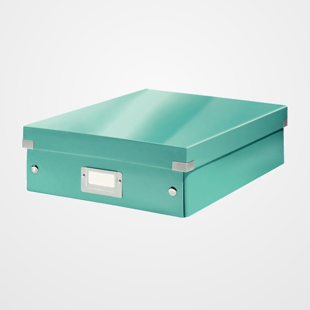 CAJA PARA ALMACENAMIENTO LEITZ CLICK&STORE ORGANIZADORA 85% CARTON RECICLADO MEDIANA 280x100x370 mm TURQUESA