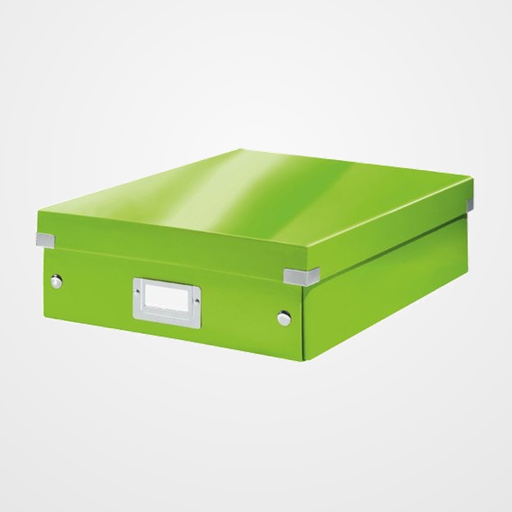 CAJA PARA ALMACENAMIENTO LEITZ CLICK&STORE ORGANIZADORA 85% CARTON RECICLADO MEDIANA 280x100x370 mm VERDE