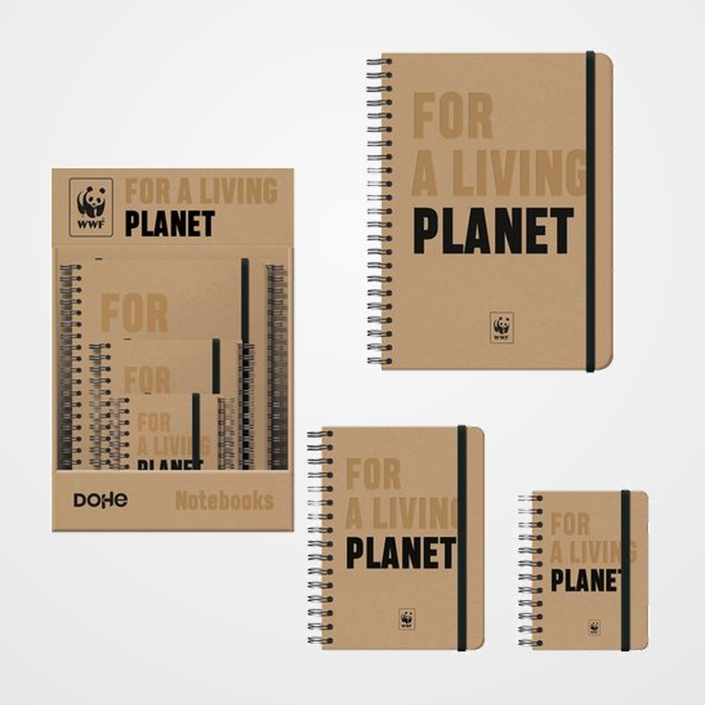 BLOC DOHE WIRE-O  FOR A LIVING PLANET   tapa DURA 96h 80gr. LISO SURTIDO EXPOSITOR de 12 (4x A4, 4x A5, 4x A6)