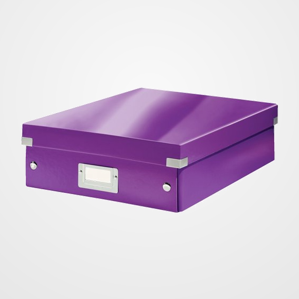 CAJA PARA ALMACENAMIENTO LEITZ CLICK&STORE ORGANIZADORA 85% CARTON RECICLADO MEDIANA 280x100x370 mm VIOLETA