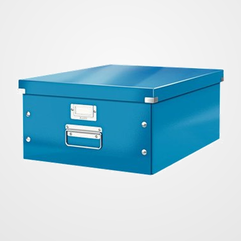CAJA PARA ALMACENAMIENTO LEITZ CLICK&STORE 85% CARTON RECICLADO 29 LITROS GRANDE 369x200x484 mm AZUL