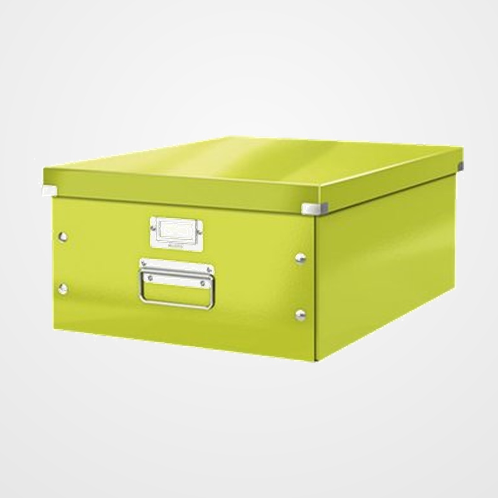 CAJA PARA ALMACENAMIENTO LEITZ CLICK&STORE 85% CARTON RECICLADO 29 LITROS GRANDE 369x200x484 mm VERDE