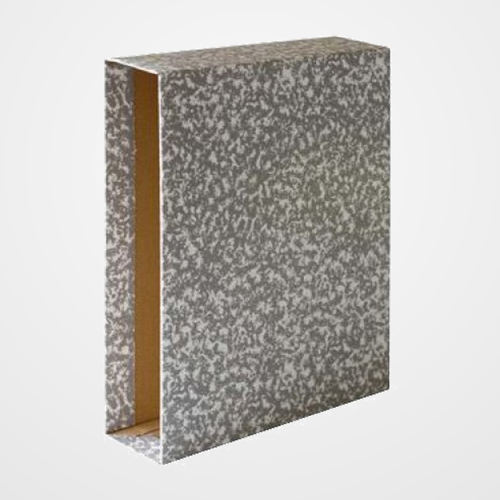 CAJA para ARCHIVADOR OLEF  Fº 82mm JASPEADO GRIS