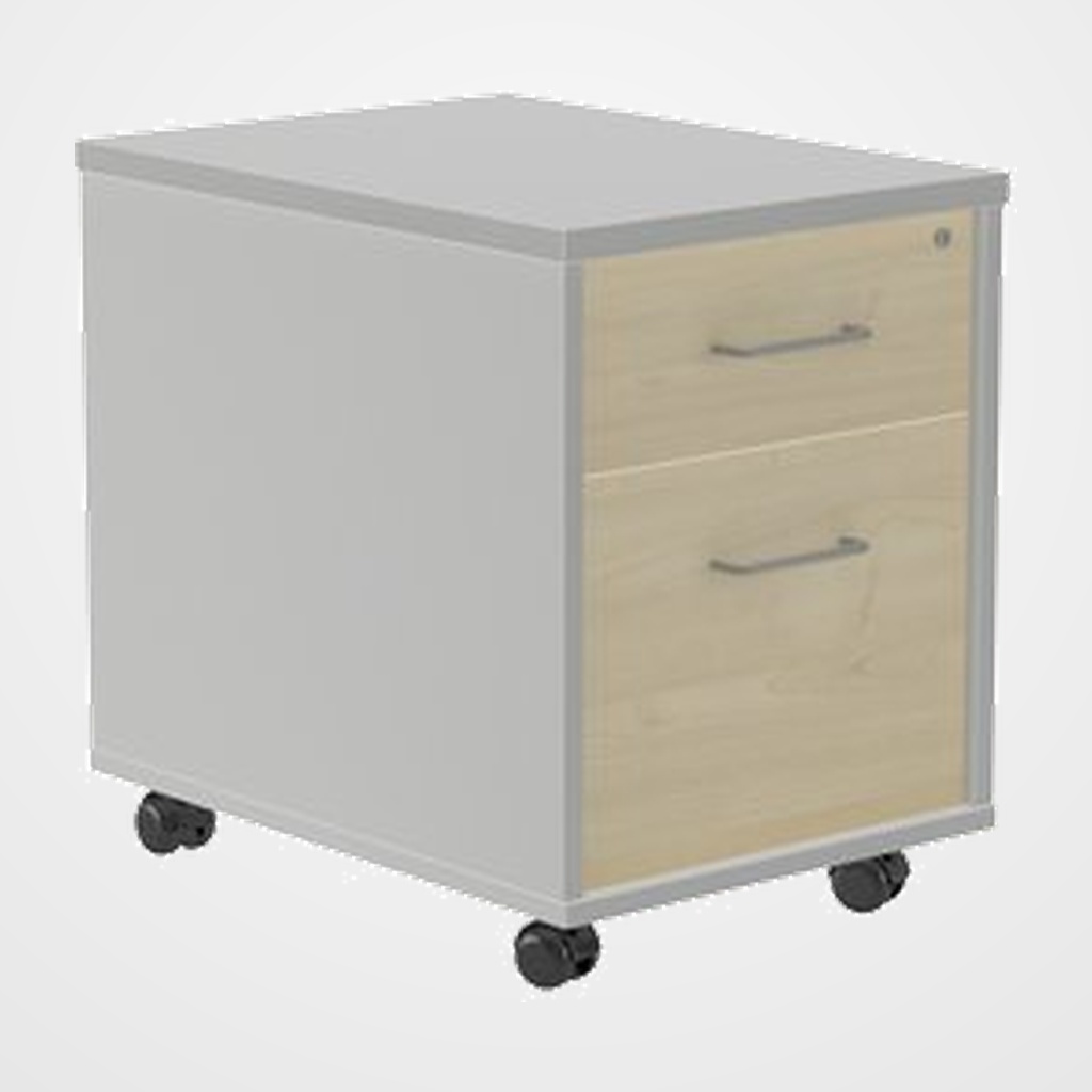 CAJONERA ROCADA con RUEDAS 40x59,5x58 con 1 CAJON + CARPETERO ESTRUCTURA GRIS FRONTALES HAYA