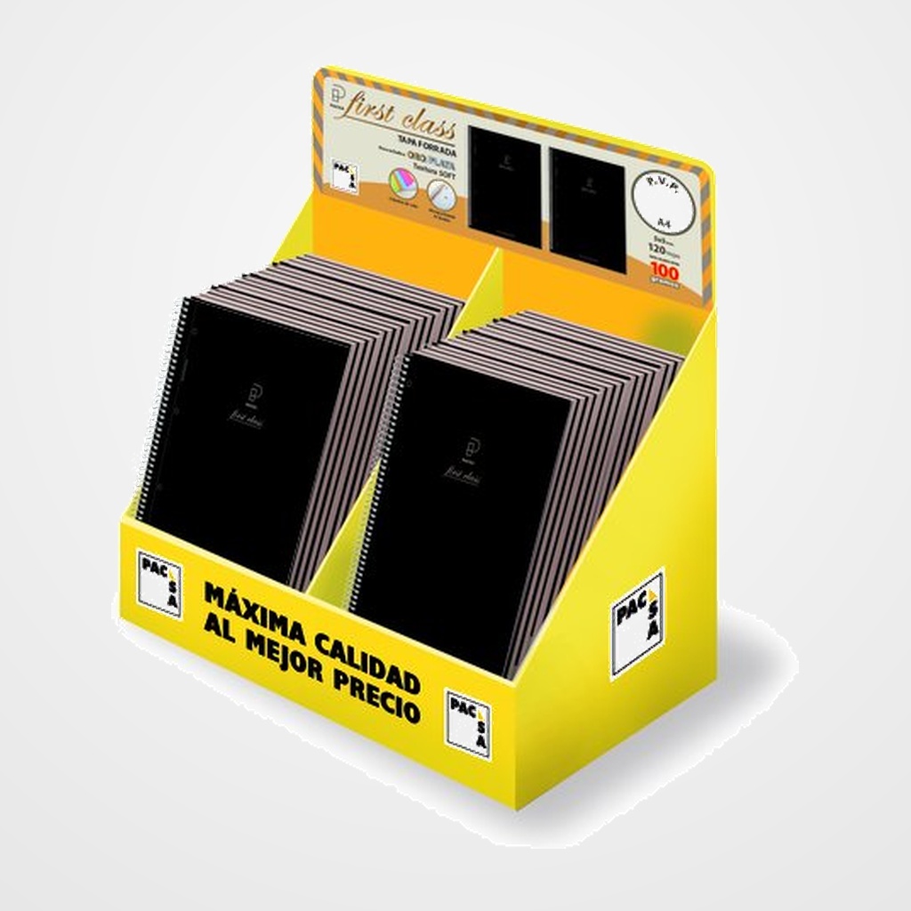 BLOC PACSA FIRST CLASS micro.tapa EXTRA A4 120h CUADRIC.5x5 100g EXPOSITOR DE 24