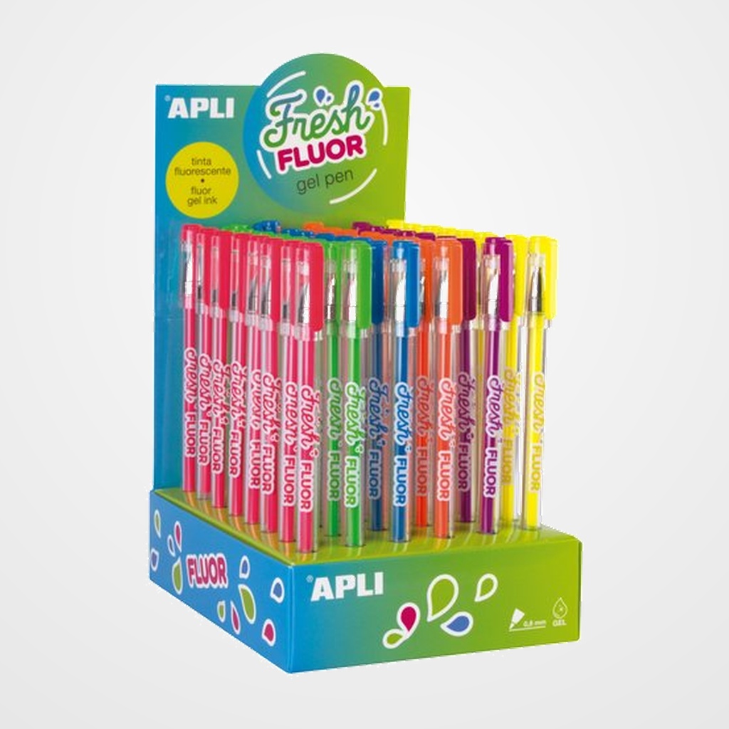 BOLIGRAFO APLI FRESH FLUOR TINTA GEL EXPOSITOR DE 48
