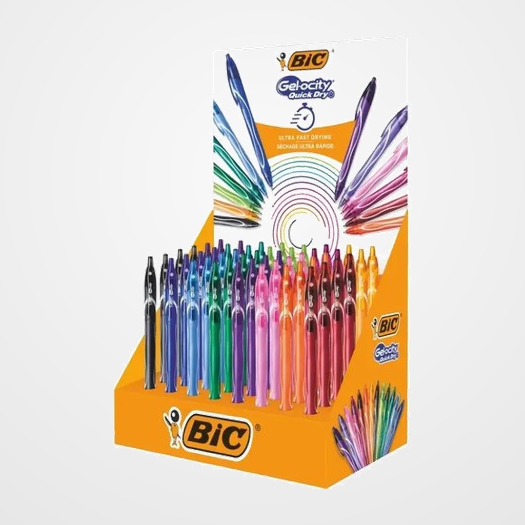 BOLIGRAFO BIC GELOCITY QUICK DRY SURTIDO EXPOSITOR de 48