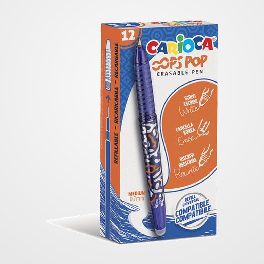 BOLIGRAFO BORRABLE CARIOCA OOPS POP AZUL CAJA DE 12