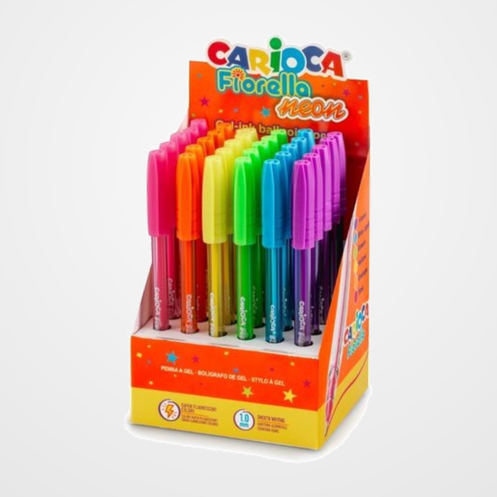 BOLIGRAFO CARIOCA FIORELLA GEL NEON EXPOSITOR de 30