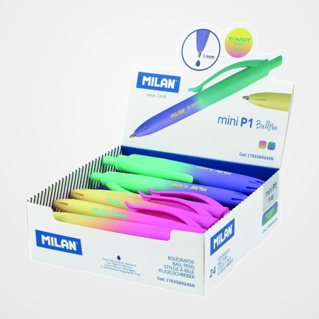 BOLIGRAFO MILAN RETRACTIL P1 TOUCH MINI SUNSET SURTIDO EXPOSITOR DE 24