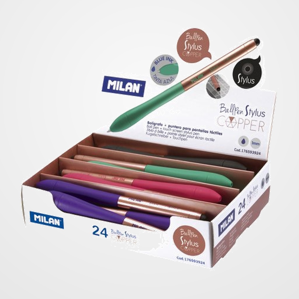 BOLIGRAFO MILAN RETRACTIL S1 STYLUS COPPER SURTIDO EXPOSITOR DE 24