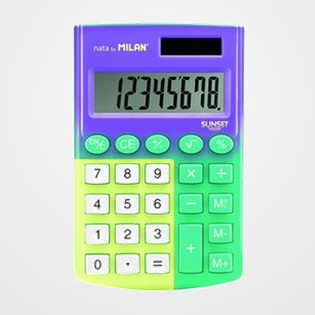 CALCULADORA de BOLSILLO MILAN POCKET SUNSET TURQUESA/AMARILLO