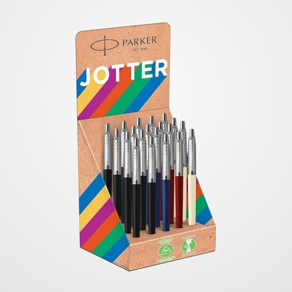 BOLIGRAFO PARKER JOTTER ORIGINAL RECICLADO CLASICO EXPOSITOR DE 20 (4 colores)