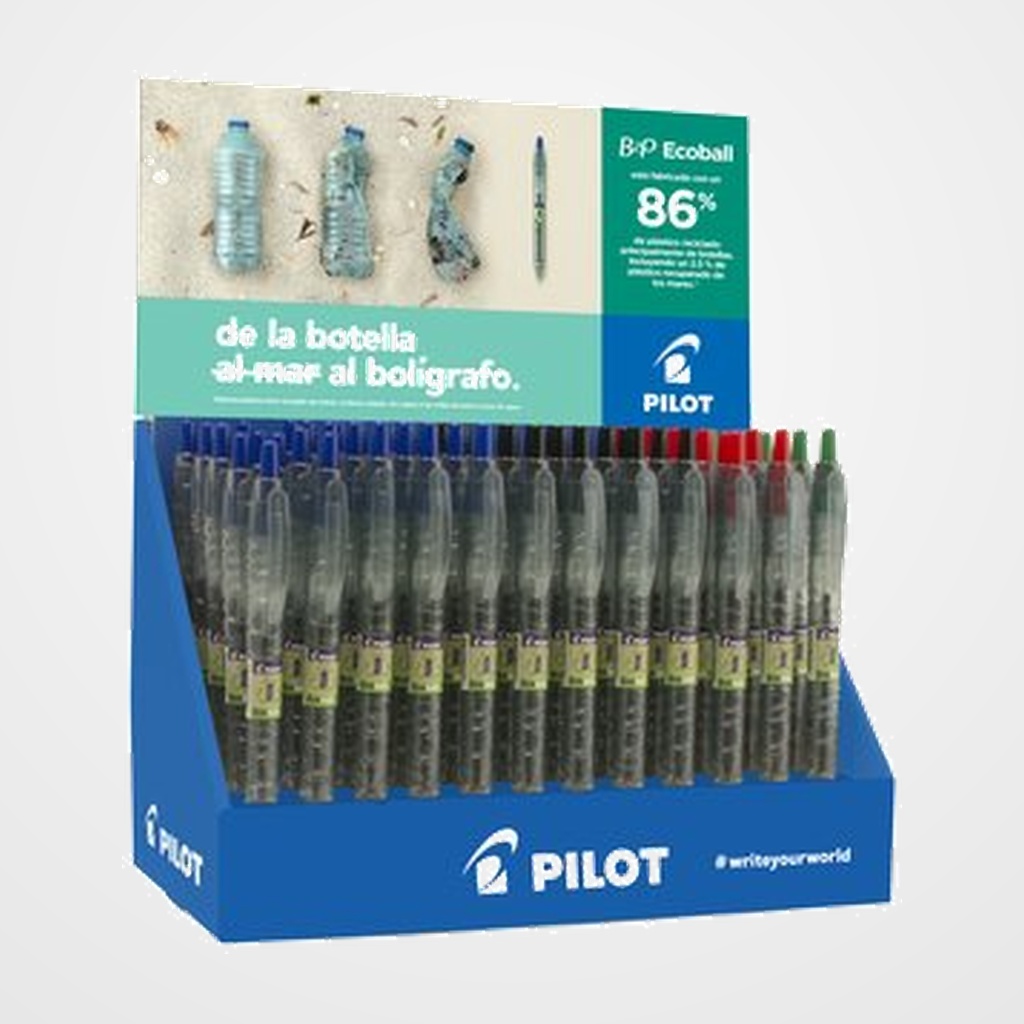 BOLIGRAFO RT. PILOT ECOBALL RECICLADO  1.0 SURTIDO EXPOSITOR DE 60 (Regalo 10x B2P)