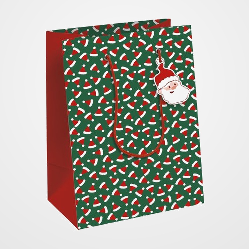 BOLSA de PAPEL CLAIREFONTAINE EXCELLIA DECORADO 25x22x10 cm PAPA NOEL NAVIDAD PACK DE 6