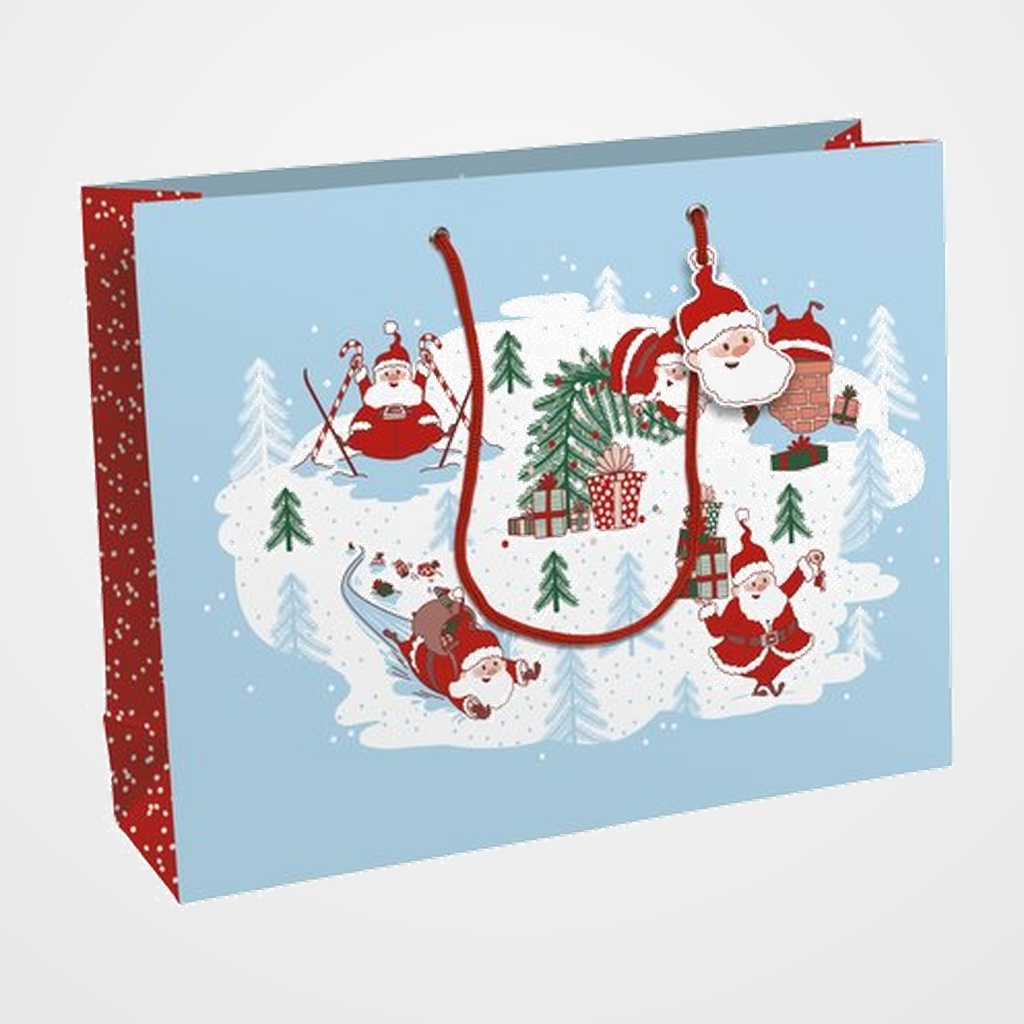 BOLSA de PAPEL CLAIREFONTAINE EXCELLIA DECORADO 37x27x12 cm PAPA NOEL NAVIDAD PACK DE 6