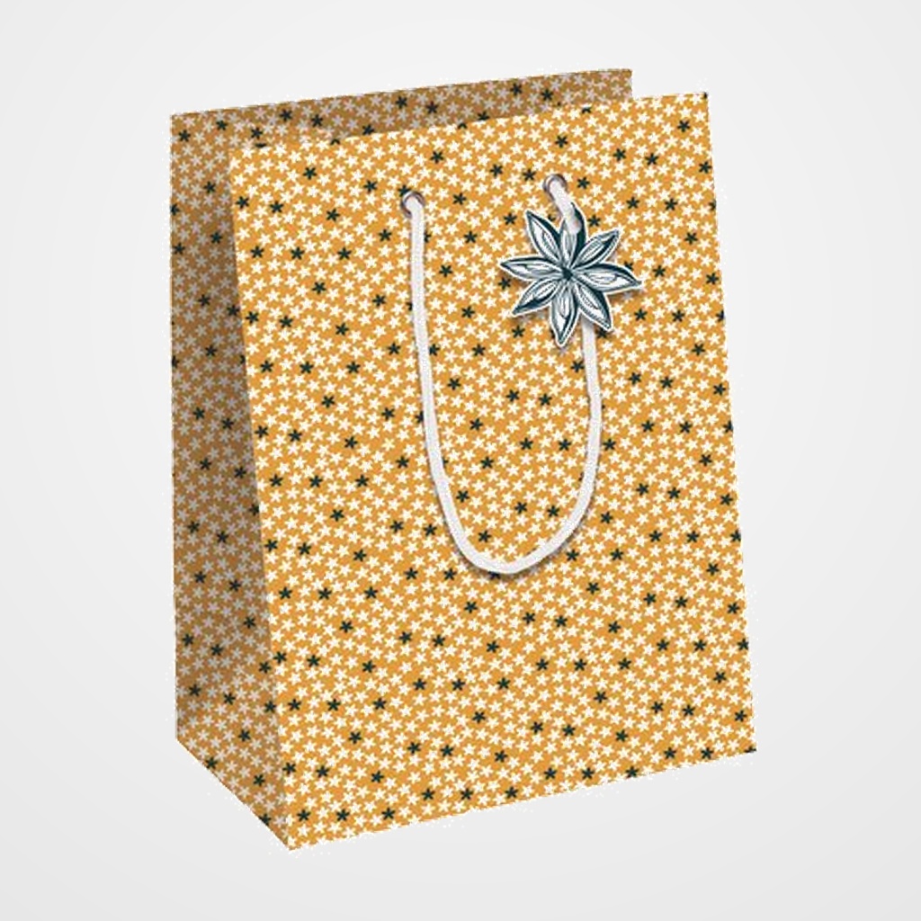 BOLSA de PAPEL CLAIREFONTAINE KRAFT DECORADO 25x22x10 cm CITRICOS NAVIDAD PACK DE 6