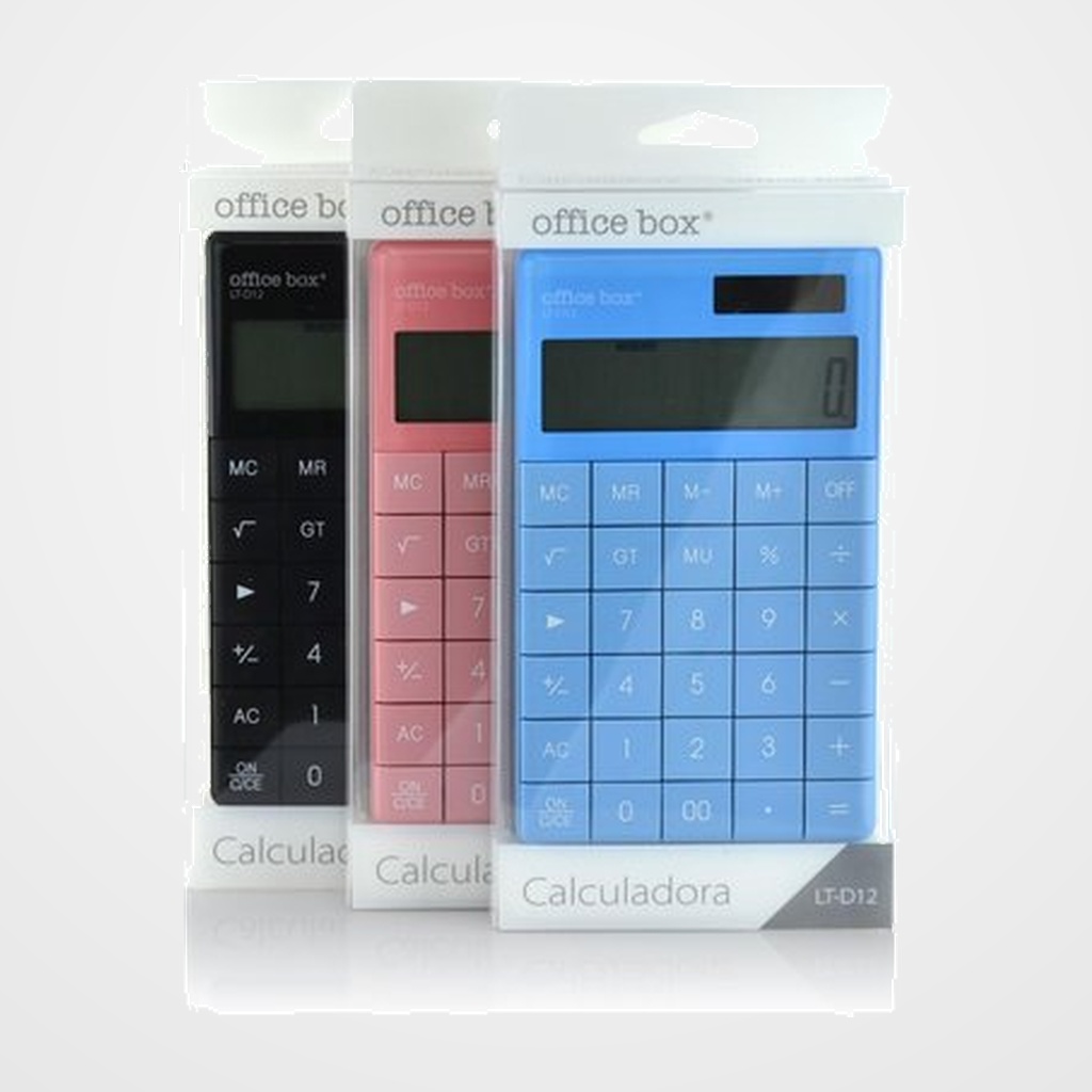 CALCULADORA SOBREMESA OFFICE BOX PLANA 12 DIGITOS NEGRO