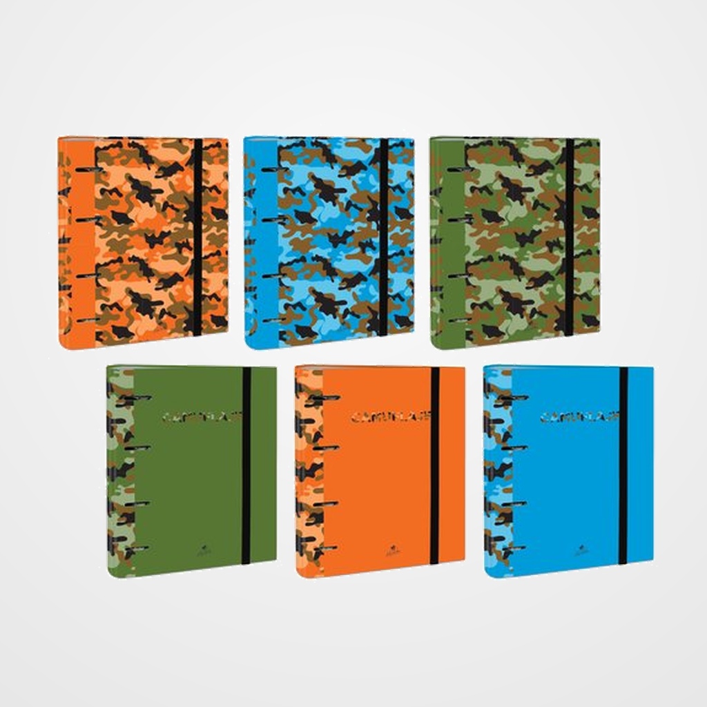 CARPEBLOC MARIOLA A4 4 an.MIXTAS 40 mm SIN RECAMBIO SERIE COLE CAMUFLAJE  EXPOSITOR DE 12
