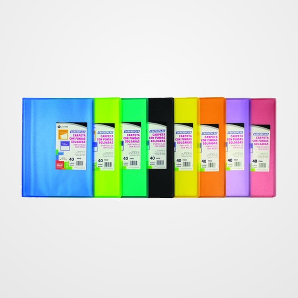 CARPETA FUNDAS (TARIFARIO) CARCHIVO PP CARCHIPLAS-BOOK FLEXIBLE Fº  40 F. SURTIDO