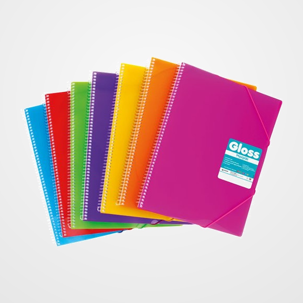 CARPETA FUNDAS (TARIFARIO) GRAFOPLAS ESPIRAL P.P.MAXIPLAS GLOSS A4 EXPOSITOR de 16 (4unidades por número de fundas)