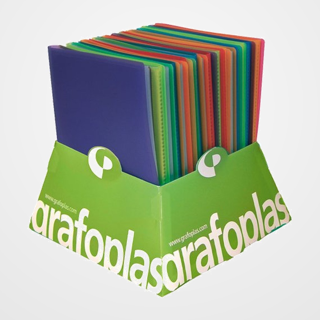 CARPETA FUNDAS (TARIFARIO) GRAFOPLAS PP FLEXIBLE POLIPLAS TRANS. Fº EXPOSITOR de 20 (3 de 10 - 6 de 20 - 5 de 30 - 3 de 40 - 3 de 50)