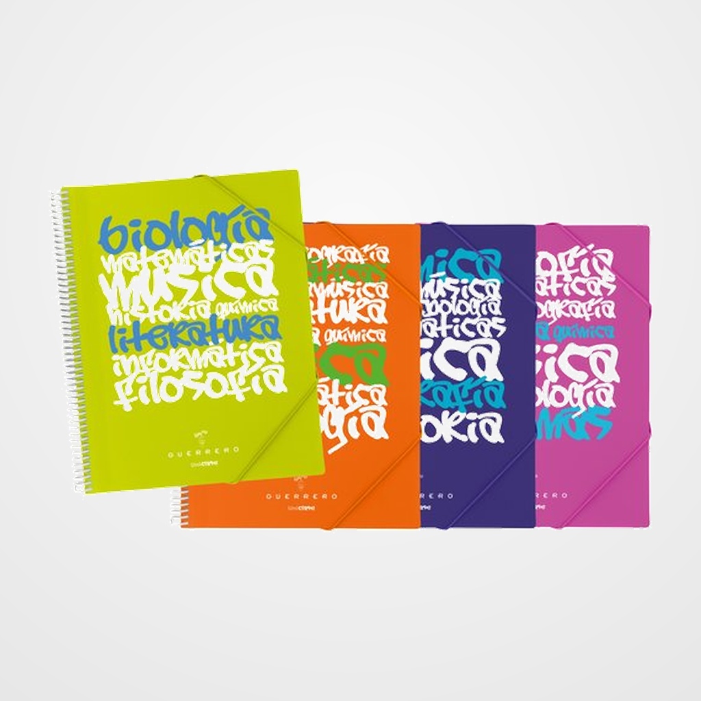 CARPETA FUNDAS (TARIFARIO) GUERRERO PP RIGIDO MAXIPLAS UNICLASE ESPIRAL A4 con GOMA 30 F. SURTIDOS