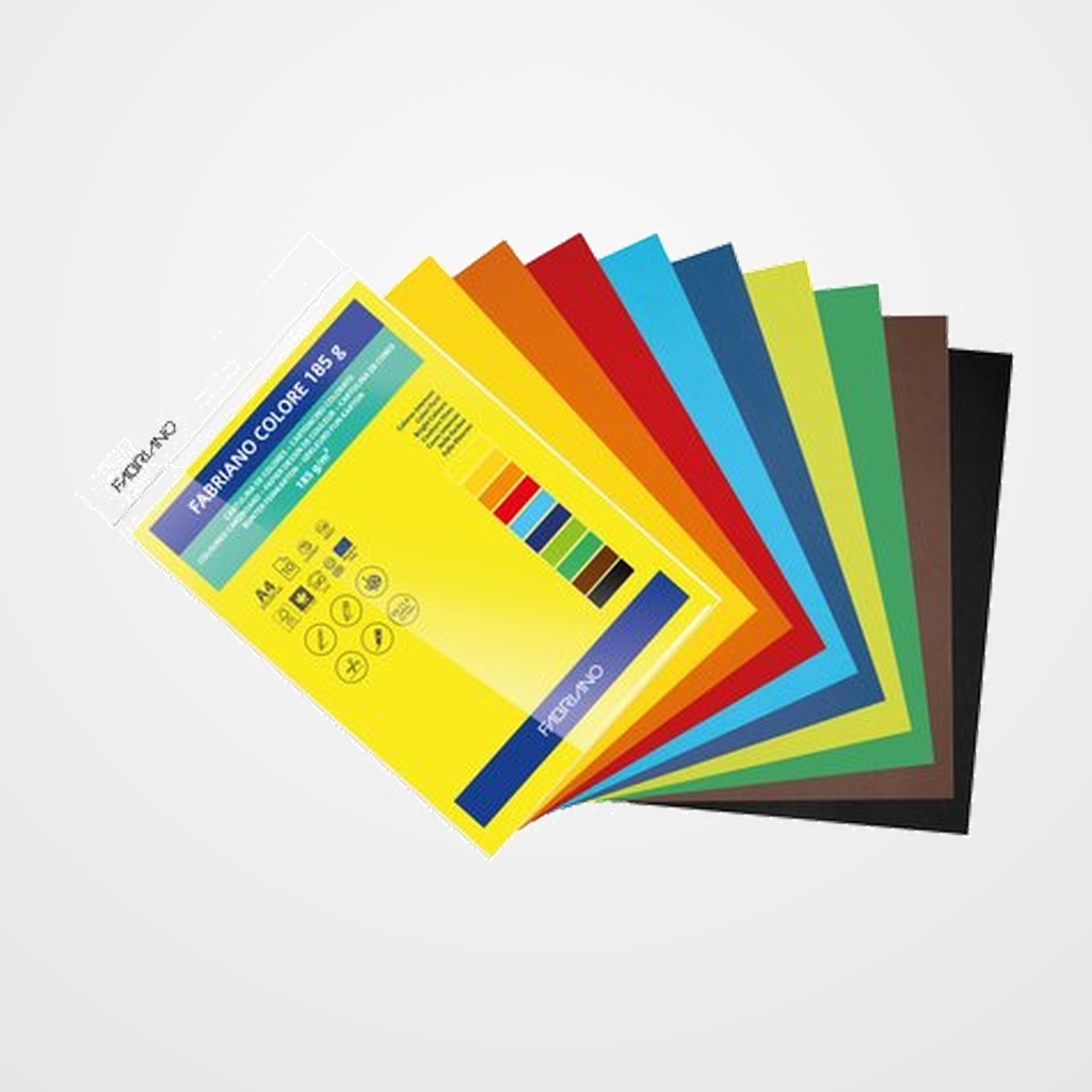 CARTULINA A4 FABRIANO COLORE 185g PAQUETE DE 10 COLORES INTENSOS