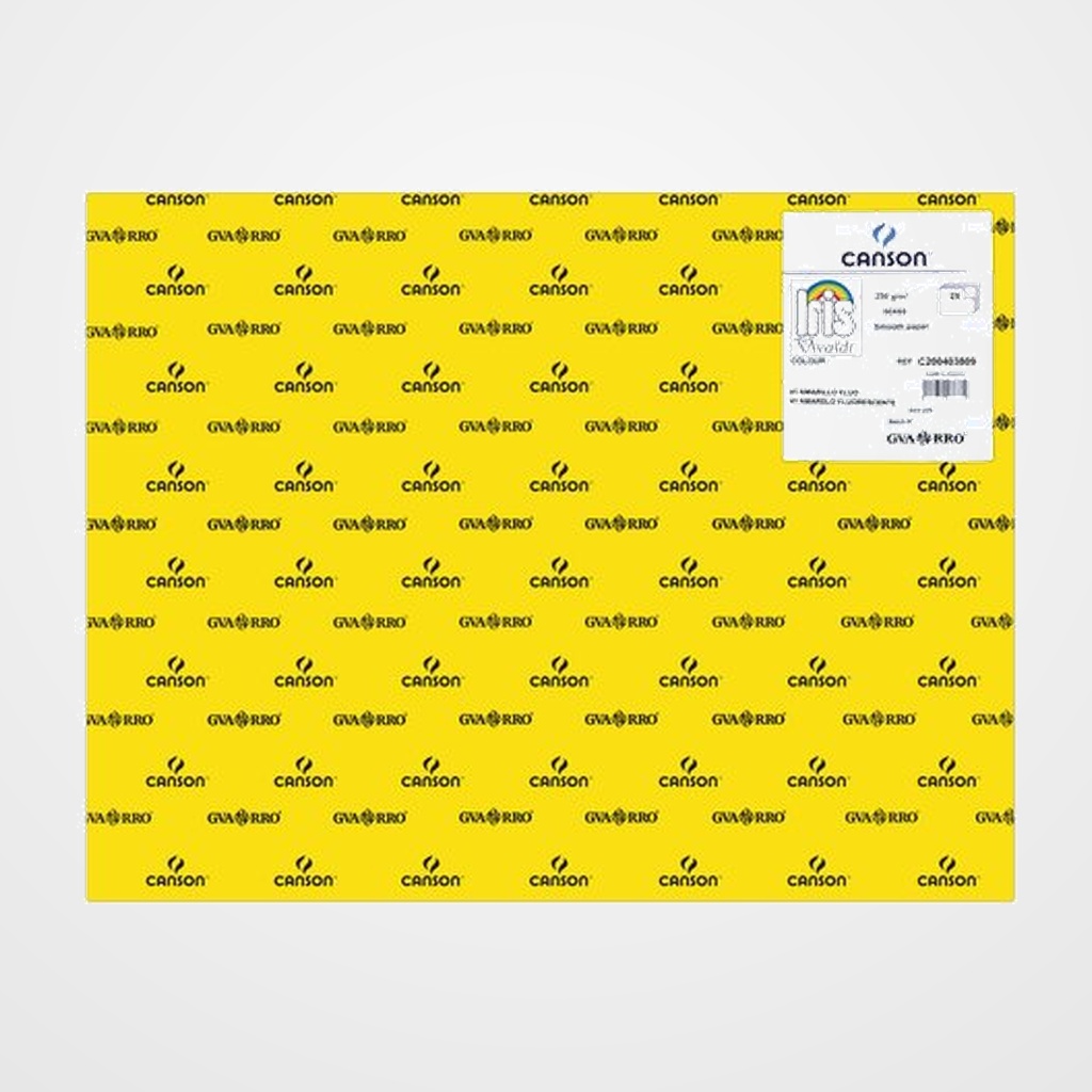 CARTULINA FLUOR 50x65 cm IRIS 250g AMARILLA PAQUETE de 25