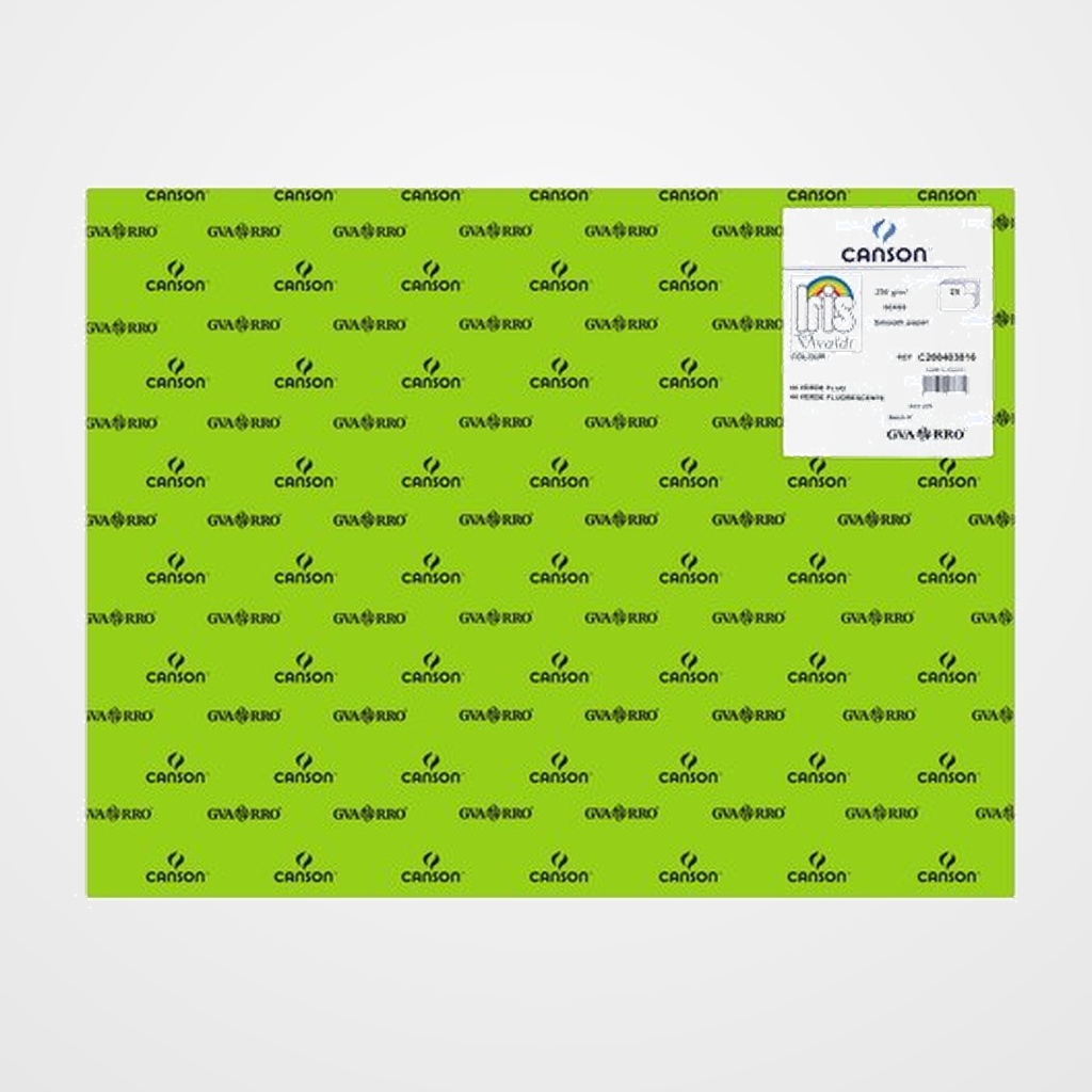 CARTULINA FLUOR 50x65 cm IRIS 250g VERDE PAQUETE de 25