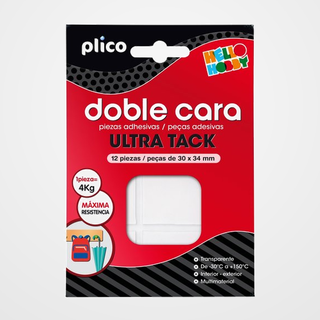 CINTA ADHESIVA DOBLE CARA PLICO PIEZAS PRECORTADAS 30x34 ULTRA TACK