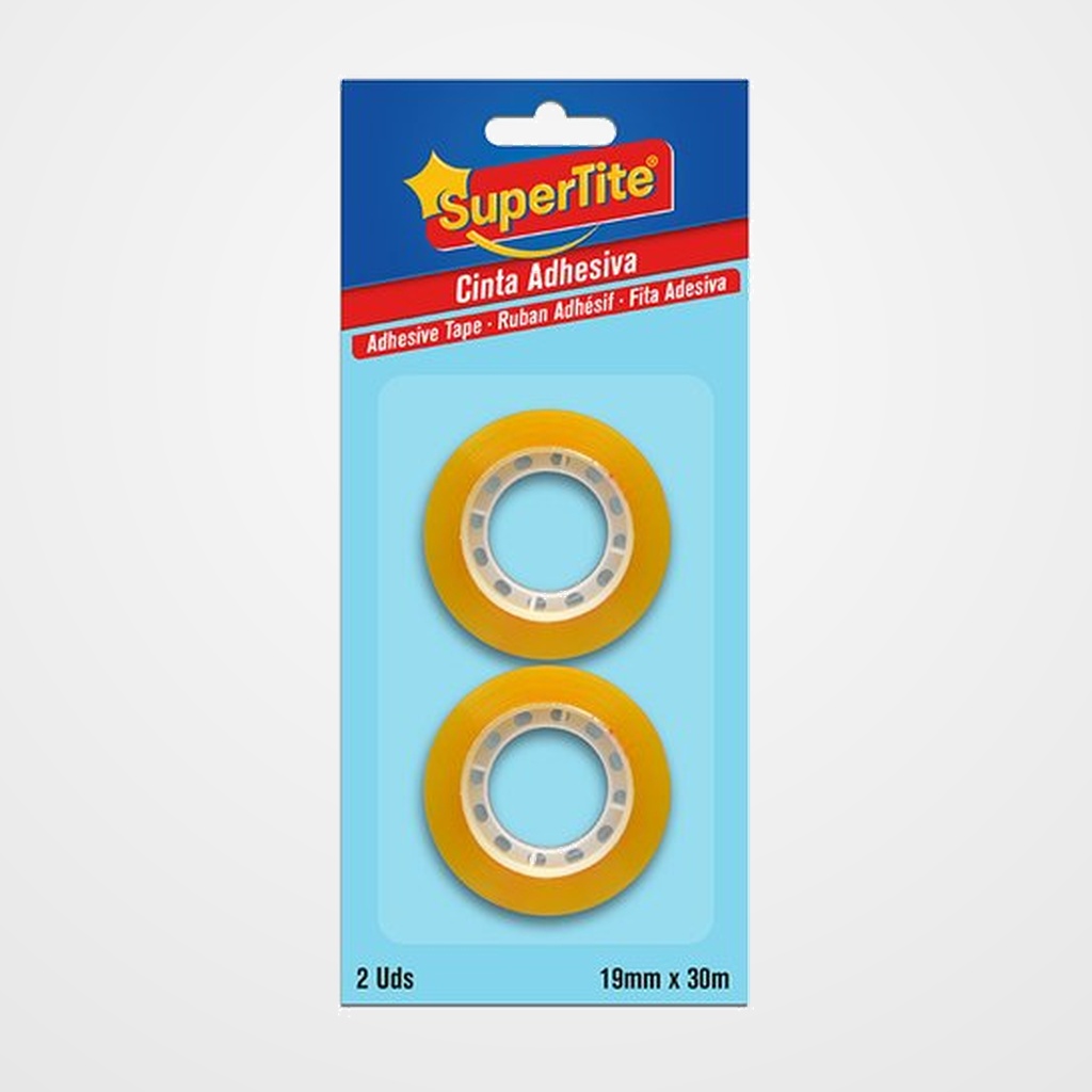 CINTA ADHESIVA SUPERTITE CARAMELO rollo 30x19 BLISTER DE 2