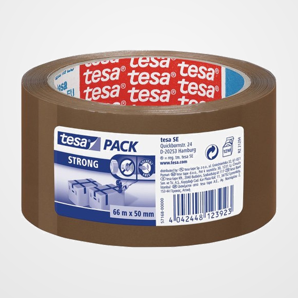 CINTA de EMBALAJE TESA PP rollo 66x50 FUERTE SILENC.MARRON