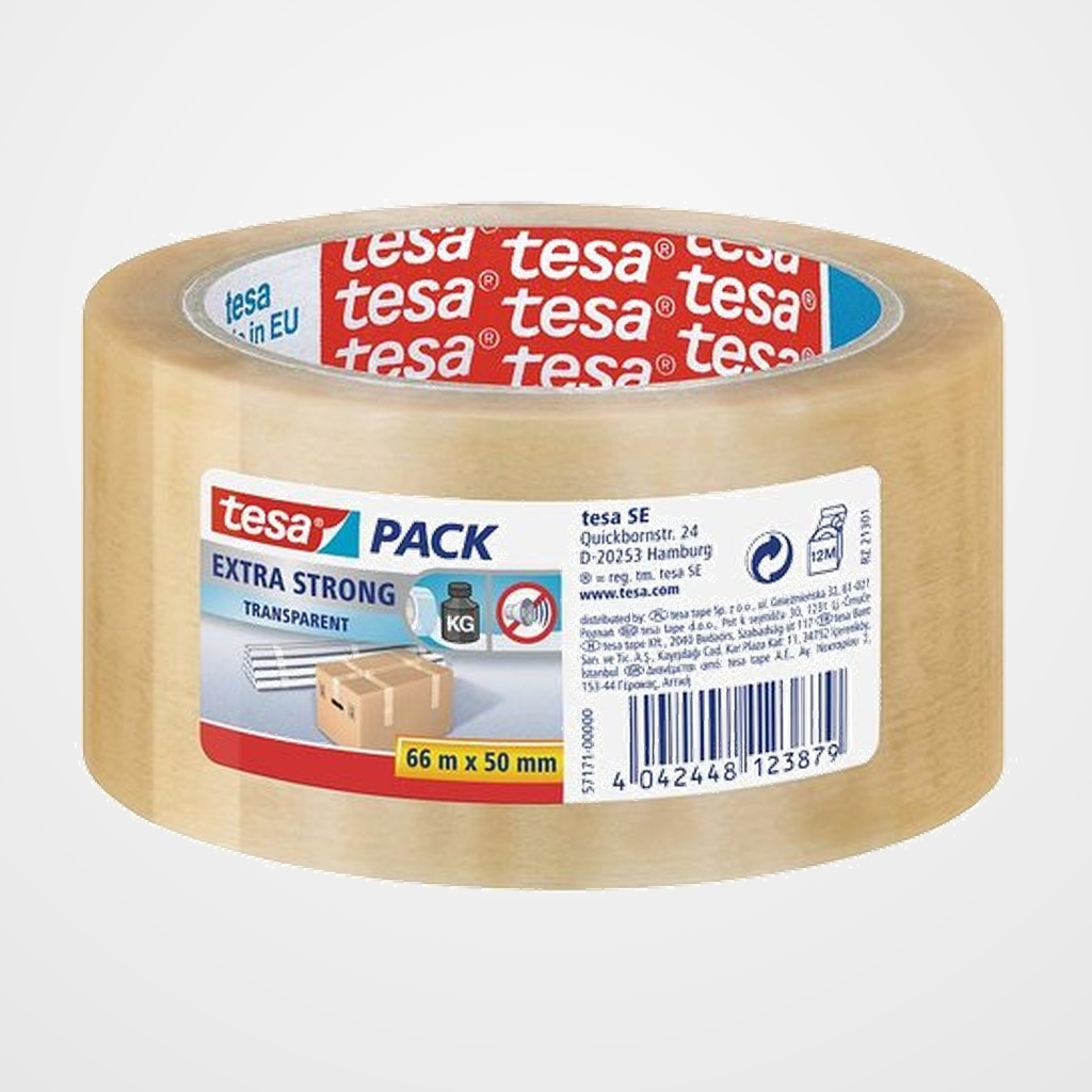 CINTA de EMBALAJE TESA PVC EXTRA FUERTE LISO rollo 66x50 TRANSPARENTE