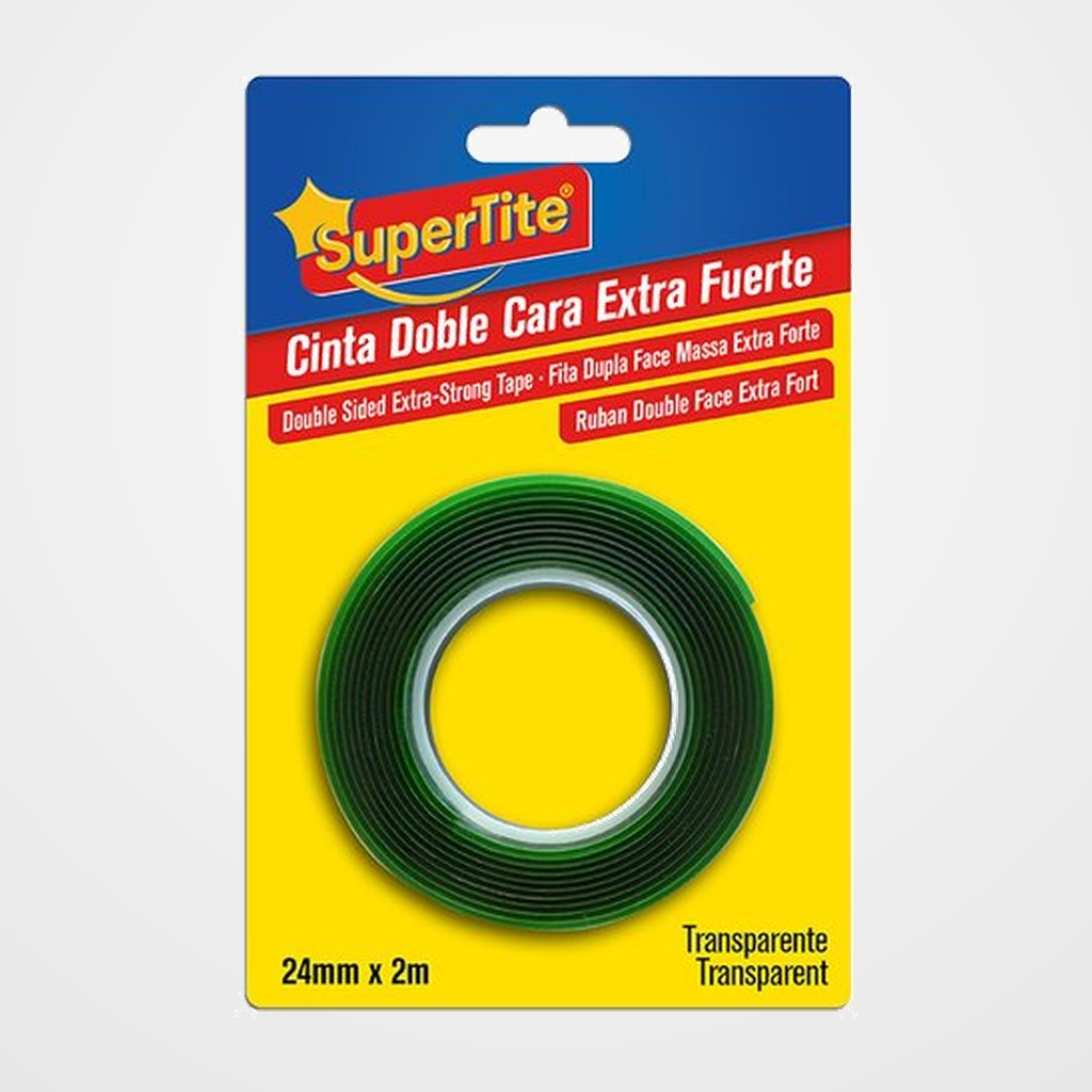 CINTA DOBLE CARA SUPERTITE rollo 2m x 24mm FUERTE