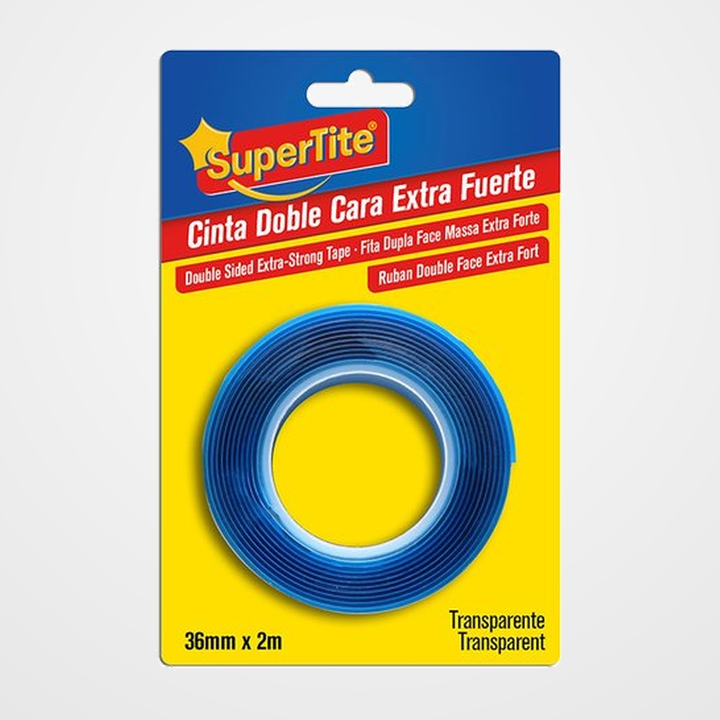 CINTA DOBLE CARA SUPERTITE rollo 2m x 36mm FUERTE