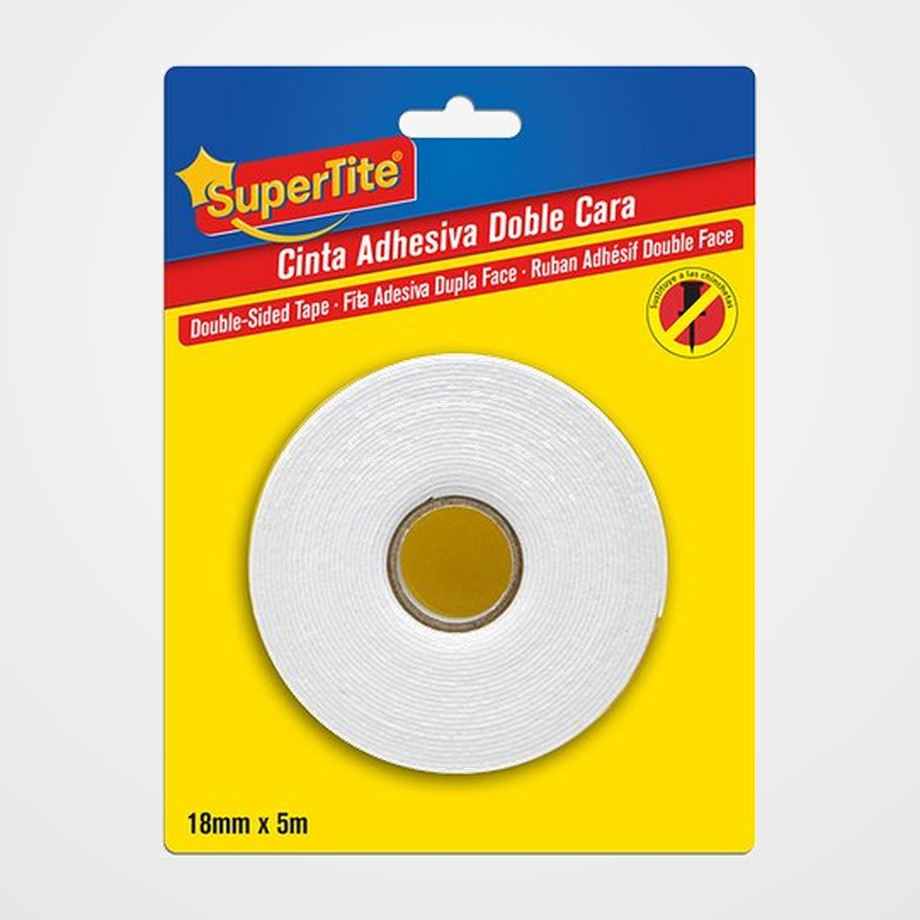CINTA DOBLE CARA SUPERTITE rollo 5m x 18mm