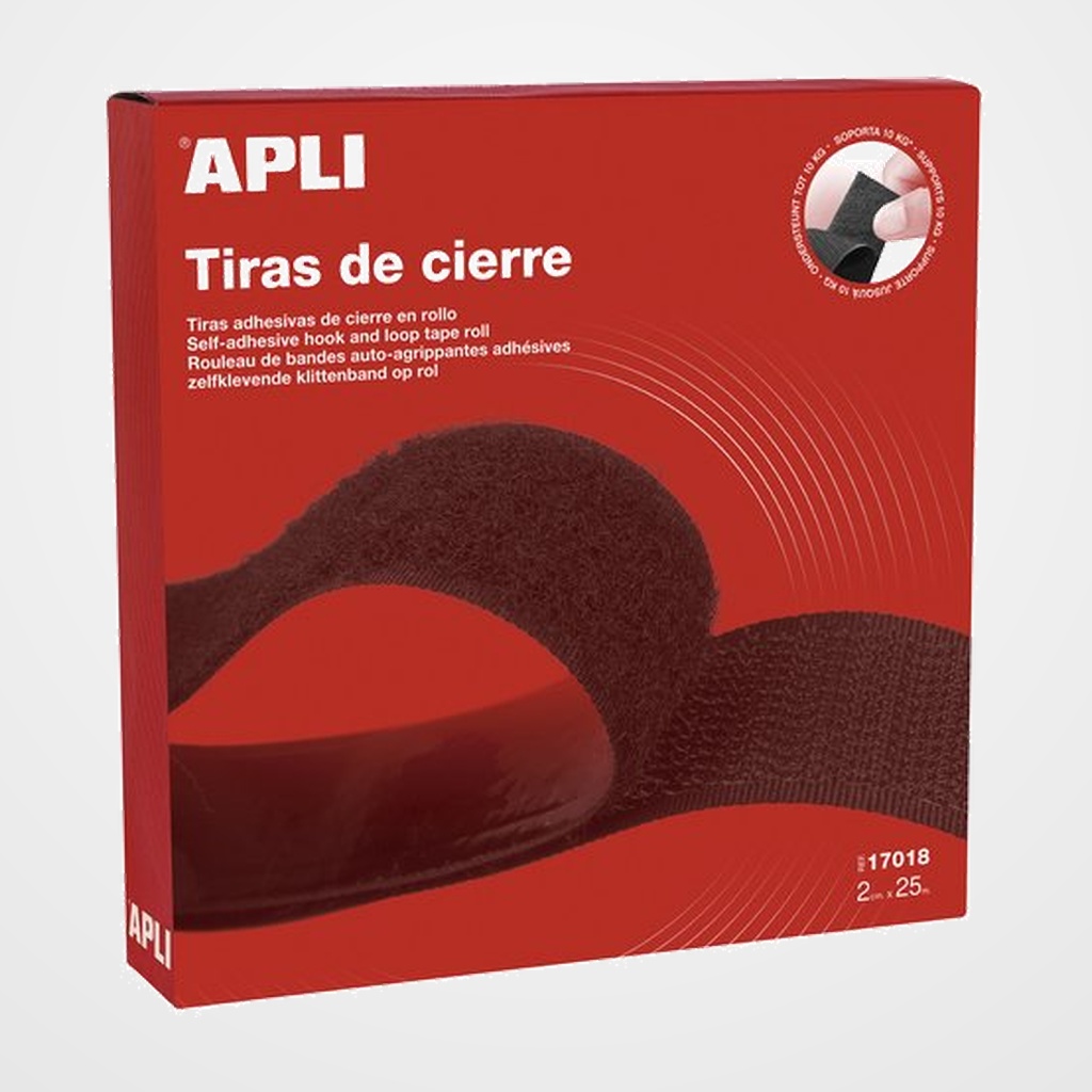 CINTA VELCRO APLI ADHESIVA 2cm x 25m NEGRO