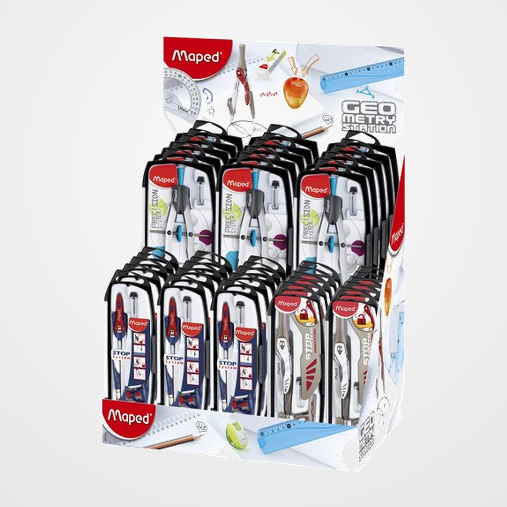COMPAS MAPED SURTIDO TIPO A2 EXPOSITOR de 40 15x 196100 COMPAS STOP SYSTEM  10x 196310 COMPAS INNOVATION 10x 291010 COMPAS BIGOTERA PRECISION  5x 291013 COMPAS PRECISION SYSTEM FANCY