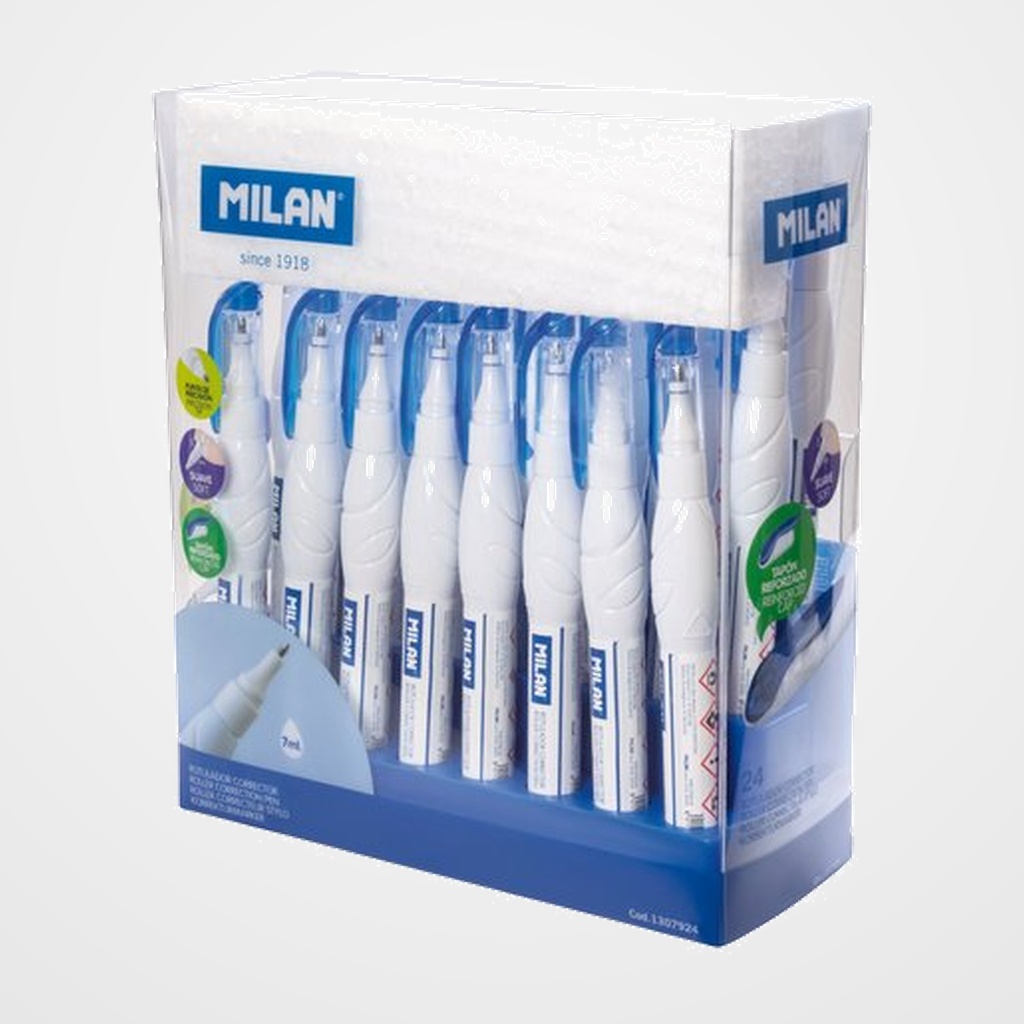 CORRECTOR LIQUIDO BOLIGRAFO MILAN 7ml EXPOSITOR DE 24