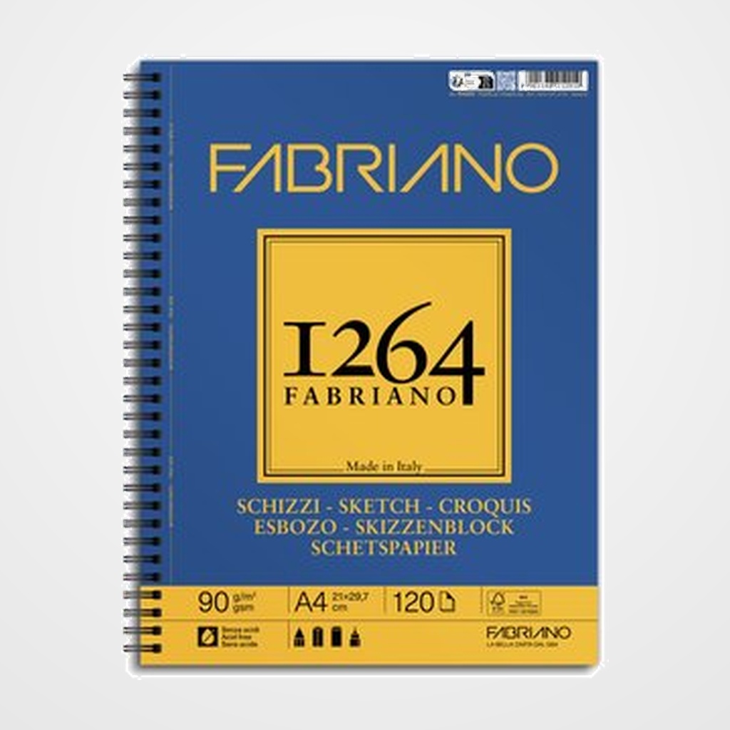 CUADERNO DE DIBUJO FABRIANO ESBOZO CON ESPIRAL GRANO NATURAL A4 90g 120h